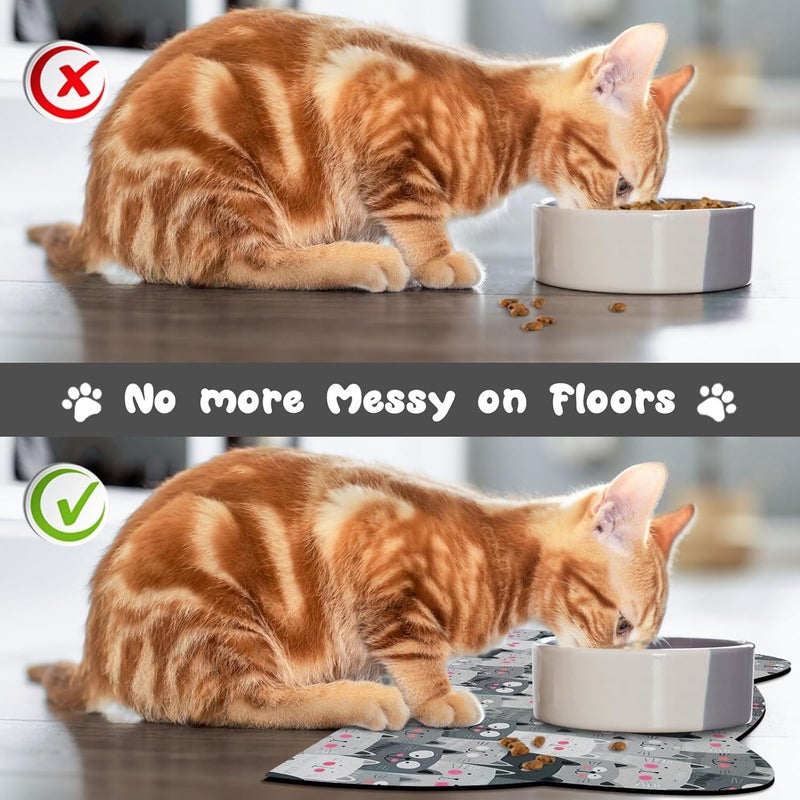 Zoeeya Grey Cat Food & Water Mats - Absorbent Pet Feeding Placemats 23.6 * 13.7 inch - Image 4